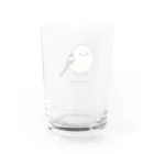 もふもふエナガ堂のもふもふシマエナガTシャツ｜癒し系どうぶつデザイン Water Glass :back