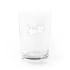 おもち屋さんのごろごろねこ（紫） Water Glass :back