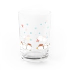 きゃらきゃらマキアートのもっふりスズメとシマエナガ(青) Water Glass :back