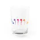 くねくね道の太陽礼拝ヨガガイコツ Water Glass :back