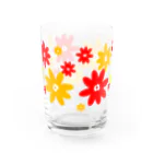 (^ω^)∩　　よ⊃のレトロな花柄　赤+黄 Water Glass :back