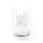 気ままに創作　よろず堂のありがとう原宿駅（切り絵風・枠付） Water Glass :back