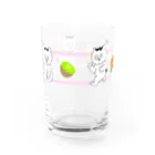 Chipafujiのハチワレねこ　ごぶりん　果汁100%ジュースをのみたい　ピンク Water Glass :back