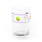 Chipafujiのハチワレねこ　ごぶりん　果汁100%ジュースをのみたい　パープル Water Glass :back