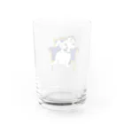 朔のボウルの青ソファーに座るハスキー Water Glass :back