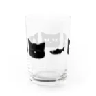 思う屋の黒猫4匹と魚 Water Glass :back