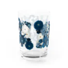 Japanese Fabric Flower coconの花群生紋様　縹×月白 Water Glass :back