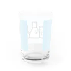 うえたに夫婦のビーカーくんロゴ水色背景 Water Glass :back