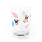 おさんぽわんこの仲良し鼻ぺちゃワン達&ドット Water Glass :back