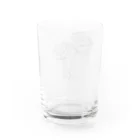 QB🦖のモノクロ_r Water Glass :back