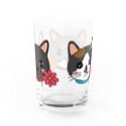 photo-kiokuのコスモスを付けている猫【かりん＆まろん＆じげん】 Water Glass :back