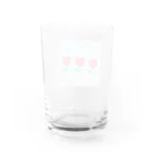 幼稚園児のあかうんと📛の赤と水色 チューリップ Water Glass :back