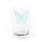 アニマルカフェ　The zoo &猛禽屋中部の標本Tシャツ　　モルフォ蝶(Morphidae) Water Glass :back