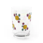 いーの！だめの?suzuri支店のリーゼント燃えてるよ レトロ花柄ver.  Water Glass :back