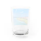 今日も酒がうめえの空と川と桜 Water Glass :back