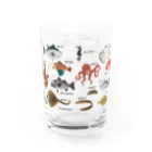 YoakeNecoのおさかな　集合ALL Water Glass :back