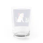 月の隠れ家の招き猫さんが福をつかまえるし Water Glass :back