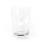 夕暮虫のニチニチソウスリッパネコ(お好み背景色) Water Glass :back