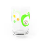 しかイラストの りんご水玉ハリネズミ Water Glass :back