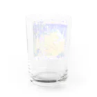 十二夜の書架の向日葵と翡翠・紫陽花の花びら（正方形） Water Glass :back