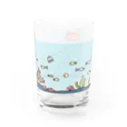 sakumayoshikoの海を泳ぐタコさんウインナー　カラフルグラス グラス反対面