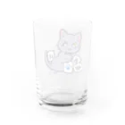 山猫shopのとんにゃんしゃーぺー（ブルー） Water Glass :back