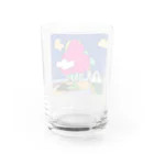 Blupiggの幸せの丘ピンクの木 Water Glass :back