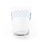 工房 クレーンの【 花畑 】レトロなこぎん刺しグラス (ブルー×オレンジ) Water Glass :back