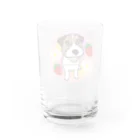 虹色PLUSの夢かわいいジャックラッセルテリア犬とフルーツ Water Glass :back