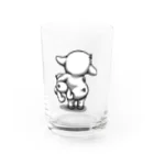 mei-channel SUZURI店のメイとトト　（モノクロ） Water Glass :front