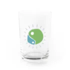 ジビエ屋のゆるマガタマ（水色×黄緑） Water Glass :front