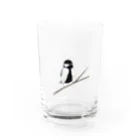 下田村の鳥の絵・バードウォッチング・シジュウカラ Water Glass :front