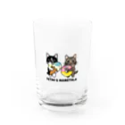 ねこモフ屋のTETSU&MAMETOLA Water Glass :front