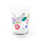 もくもくモクレンの日本スピッツデザインショップのスピッツとお花 Water Glass :front