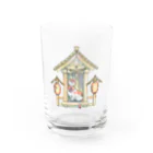 猫神神社の社と守り猫 Water Glass :front