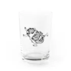 猫の浮世絵・草紙の逃げ惑うとら Water Glass :front