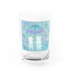 ショップの相合い傘の白い生き物 Water Glass :front