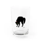 小鳥と映画館の赤い首輪のツンな黒猫ちゃん Water Glass :front