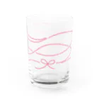 浅沼シオリ｜カップ酒愛好家のリボンぐるぐるグラス（ピンク） Water Glass :front