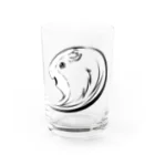 【モルモット】Mugi & Ruki【四国犬】のモルモットのムギちゃん(黒線ver) Water Glass :front