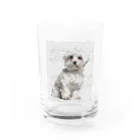 【CPPAS】Custom Pet Portrait Art Studioの マルチーズドッグ - レンガブロック背景 Water Glass :front