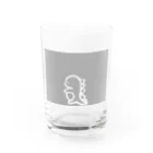 soyo11のゆるイラスト恐竜 グレー② Water Glass :front