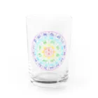  Pastel Design Art 天使のお部屋の龍体文字（虹色） Water Glass :front