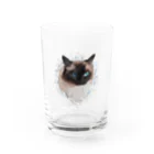 小鳥と映画館の青い瞳のネコちゃん ラグドール Water Glass :front