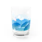くねくね道の蓮とお釈迦様（グラス）ブルー Water Glass :front