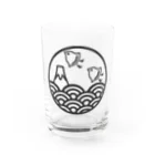 kazeou（風王）の青海波と富士と千鳥(オフブラック) Water Glass :front