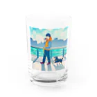 元ソムリエ今ソムリ絵あざらしば子のグッズ売り場の黒柴ふゆこと男子。小物 Water Glass :front