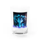 RATELの繊細なタッチで軽快なネオンブルーのヒップホップダンスバトルデザイン Water Glass :front