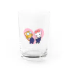 茶トラ猫くんと白猫ちゃんSHOPの思い出のおそろっちコーデ ハート Water Glass :front