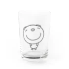 nijishokuninのなかいさんちのぶた(ありがとう)黒 Water Glass :front